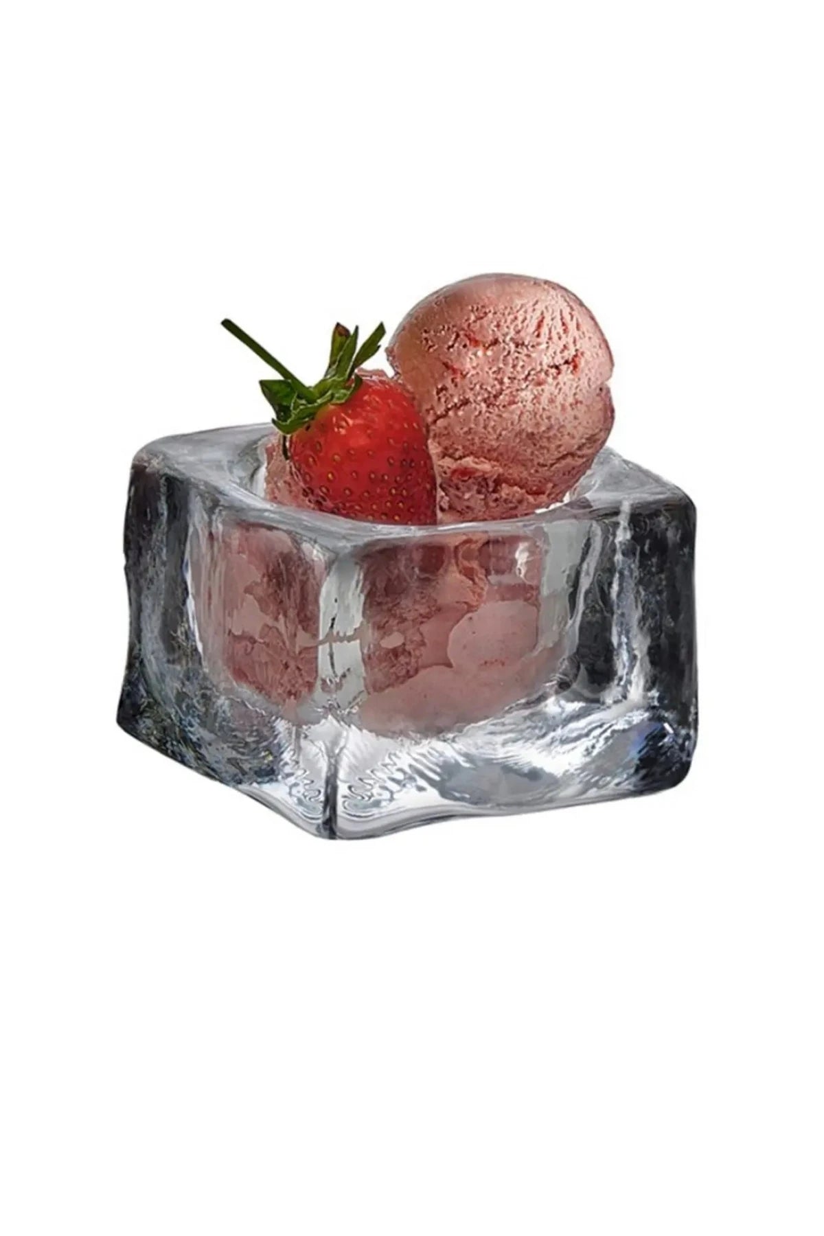 Nude 24323 Ice Cube Square Ice Cream Serving Plate – Crystal, 9 cm, Handmade