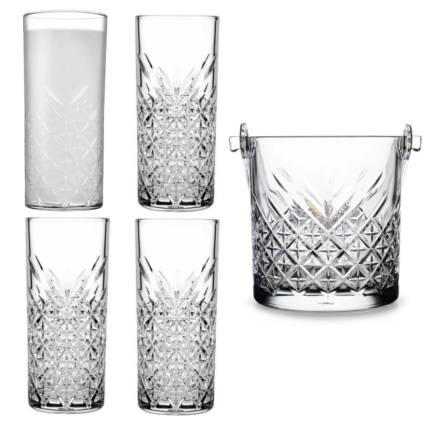 Paşabahçe Timeless Serisi Rakı Bardağı - Buz Kovası Takımı (420326x4 - 530068x1)