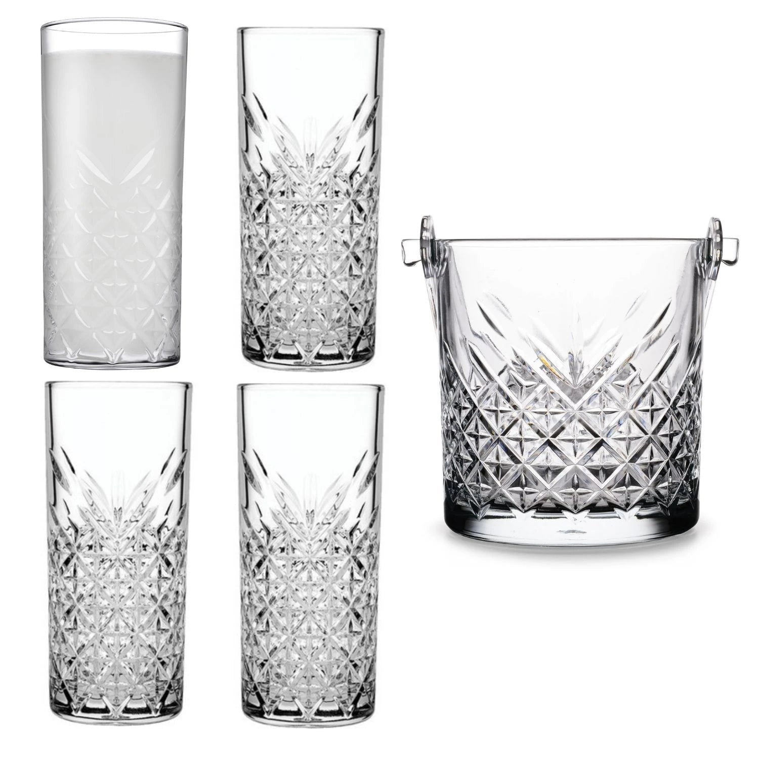 Paşabahçe Timeless Serisi Rakı Bardağı - Buz Kovası Takımı (420326x4 - 530068x1)