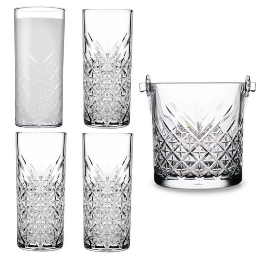 Paşabahçe Timeless Serisi Rakı Bardağı - Buz Kovası Takımı (420326x4 - 530068x1)