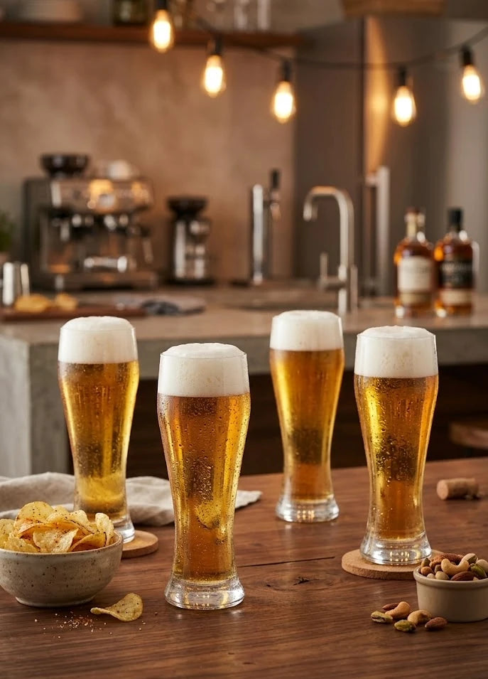 Paşabahçe Weizenbeer & Pils Bira Bardağı 520 cc – 4’lü Set, Köpük Tutucu Premium Cam Bardak