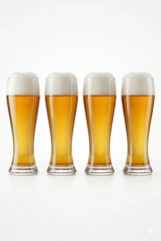 Paşabahçe Weizenbeer & Pils Bira Bardağı 520 cc – 4’lü Set, Köpük Tutucu Premium Cam Bardak