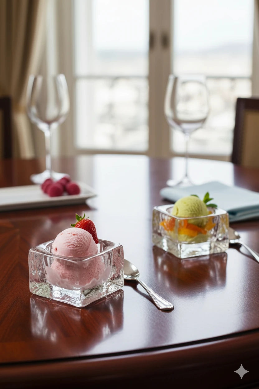 Nude 24323 Ice Cube Square Ice Cream Serving Plate – Crystal, 9 cm, Handmade